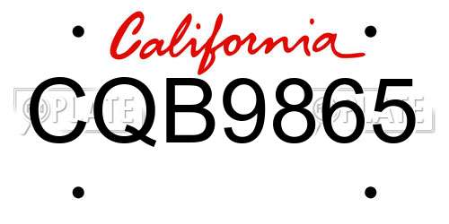 CQB9865 California License Plate