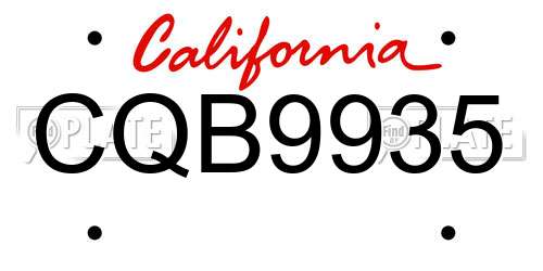 CQB9935 California License Plate