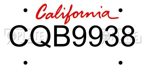 CQB9938 California License Plate