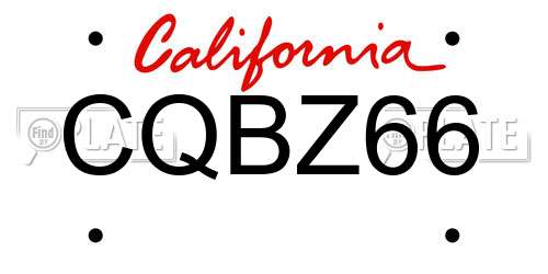 CQBZ66 California License Plate