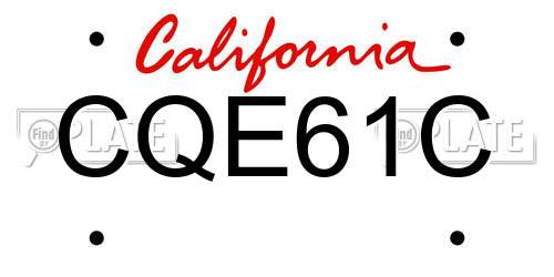 CQE61C California License Plate