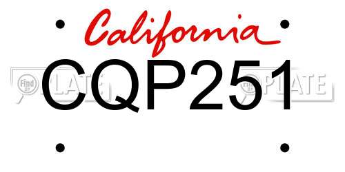 CQP251 California License Plate