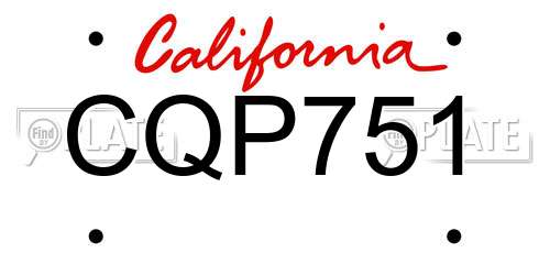 CQP751 California License Plate