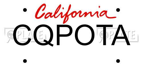 CQPOTA California License Plate