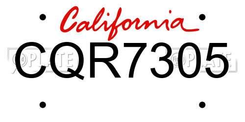 CQR7305 California License Plate