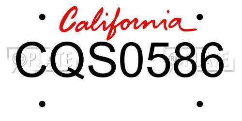 CQS0586 California License Plate