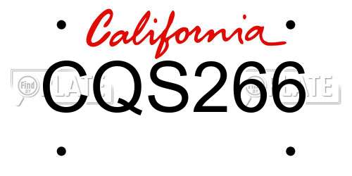 CQS266 California License Plate