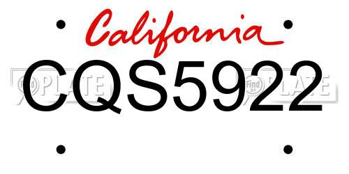 CQS5922 California License Plate