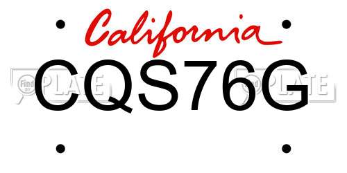 CQS76G California License Plate