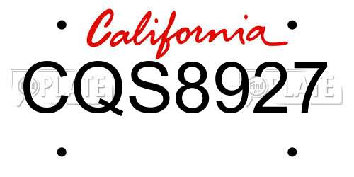 CQS8927 California License Plate
