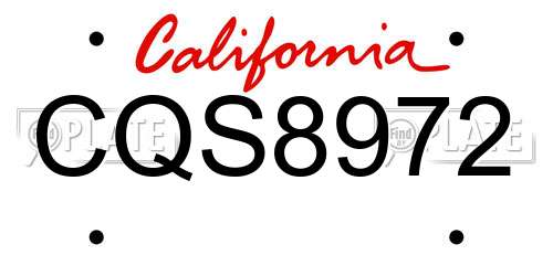 CQS8972 California License Plate