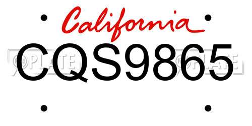 CQS9865 California License Plate