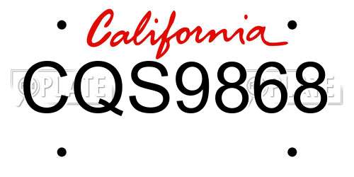 CQS9868 California License Plate