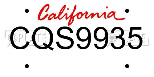 CQS9935 California License Plate