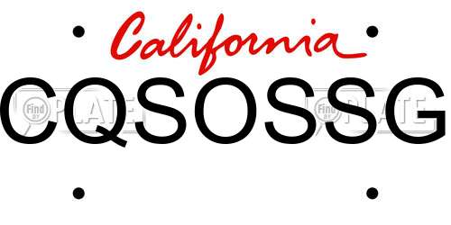 CQSOSSG California License Plate