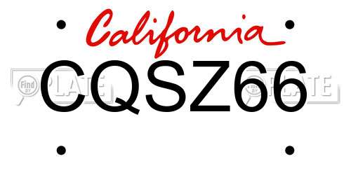 CQSZ66 California License Plate