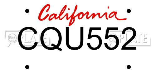CQU552 California License Plate