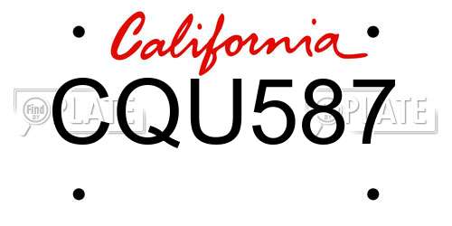 CQU587 California License Plate