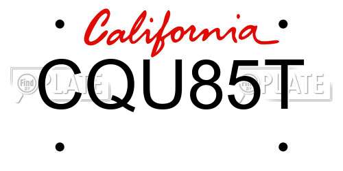 CQU85T California License Plate