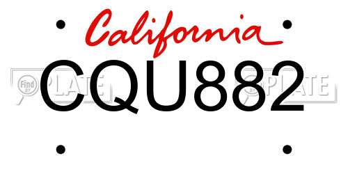 CQU882 California License Plate