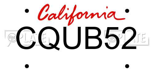 CQUB52 California License Plate