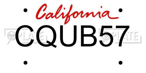 CQUB57 California License Plate