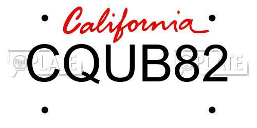 CQUB82 California License Plate