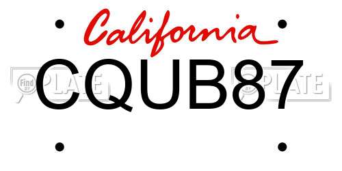 CQUB87 California License Plate