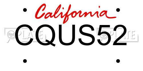 CQUS52 California License Plate