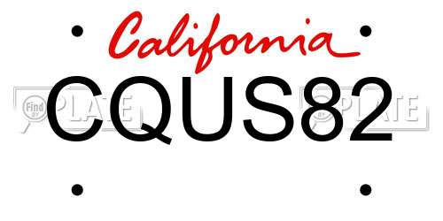 CQUS82 California License Plate