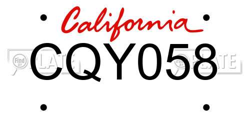 CQY058 California License Plate