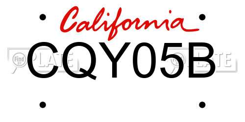 CQY05B California License Plate