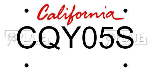 CQY05S California License Plate