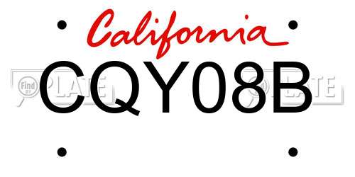 CQY08B California License Plate
