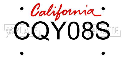 CQY08S California License Plate