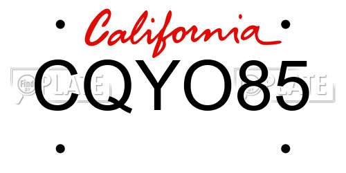 CQYO85 California License Plate