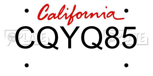 CQYQ85 California License Plate