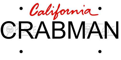 CRABMAN California License Plate