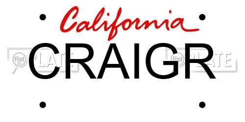 CRAIGR California License Plate