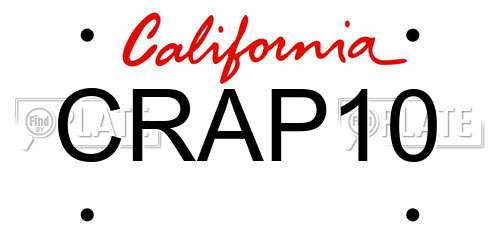 CRAP10 California License Plate