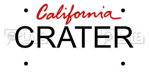 CRATER California License Plate