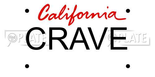 CRAVE California License Plate