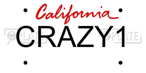 CRAZY1 California License Plate