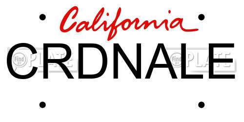 CRDNALE California License Plate