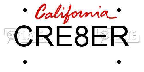 CRE8ER California License Plate