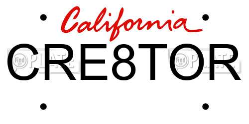 CRE8TOR California License Plate