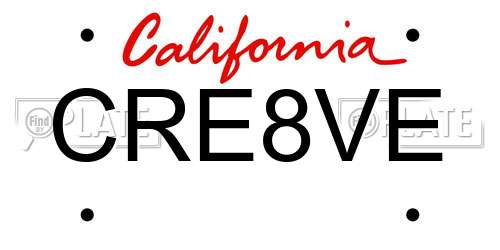 CRE8VE California License Plate