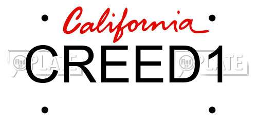 CREED1 California License Plate