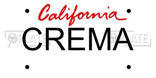 CREMA California License Plate