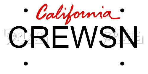 CREWSN California License Plate